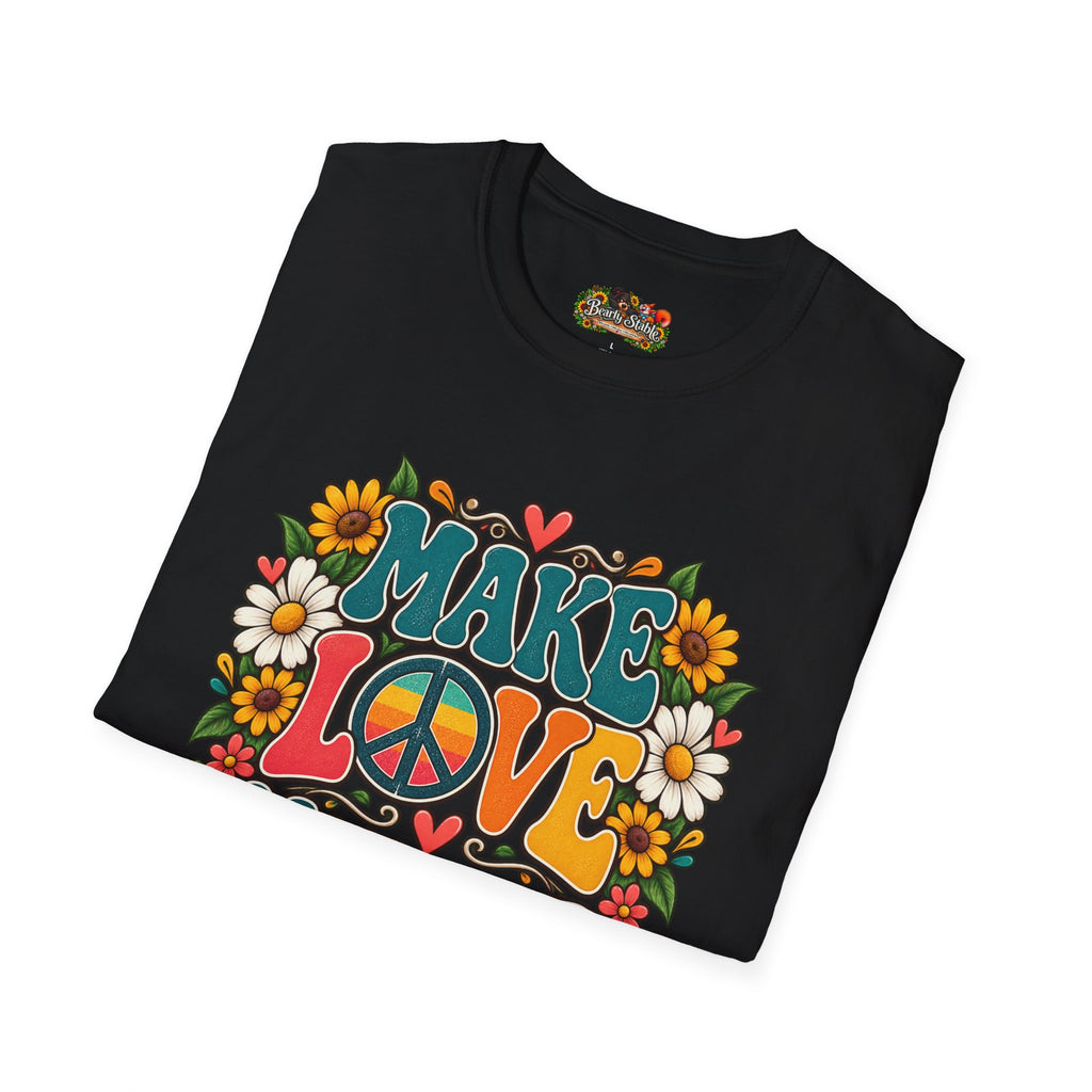 Make Love Not War T-Shirt — Retro Peace Sign Floral Tee