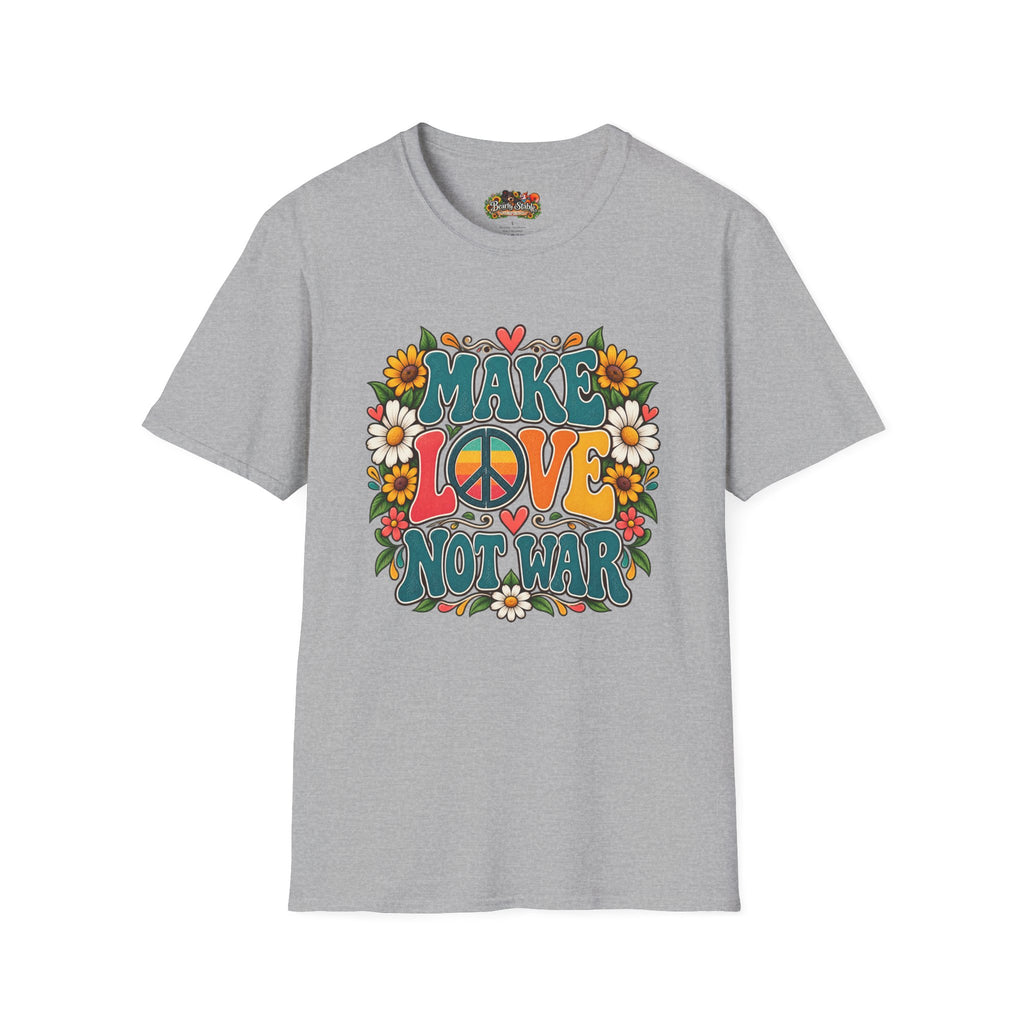 Make Love Not War T-Shirt — Retro Peace Sign Floral Tee
