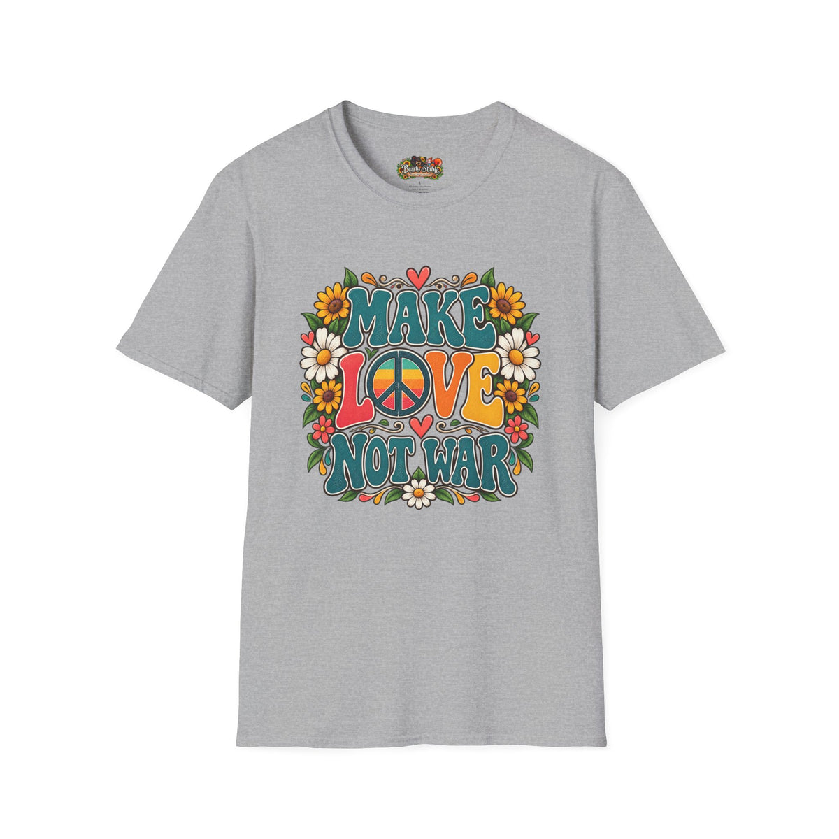 Make Love Not War T-Shirt — Retro Peace Sign Floral Tee