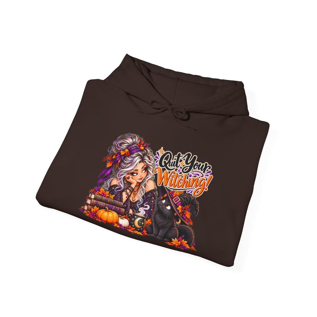 Quit your Witching Halloween Sweatshirt with Cat & Pumpkins