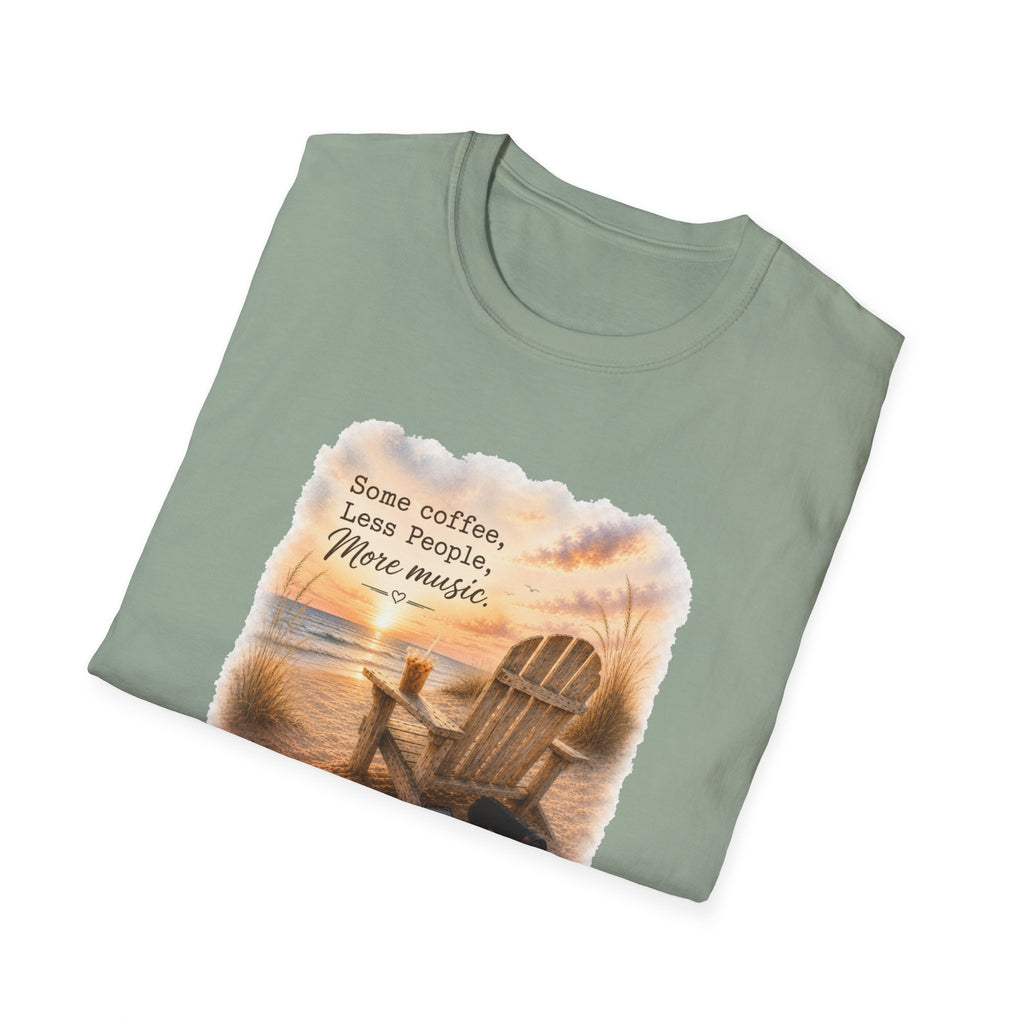 Beach Chair Tee - "Some coffee, Less People, More Magic" Relaxed Coastal T-Shirt