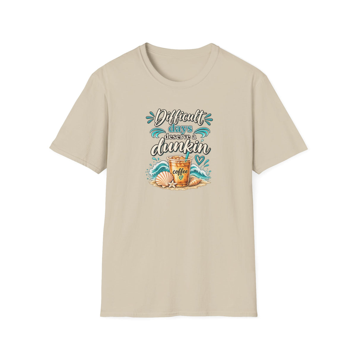 Beach Coffee T‑Shirt Difficult Days deserve a Dunkin” Summer Beach Tee