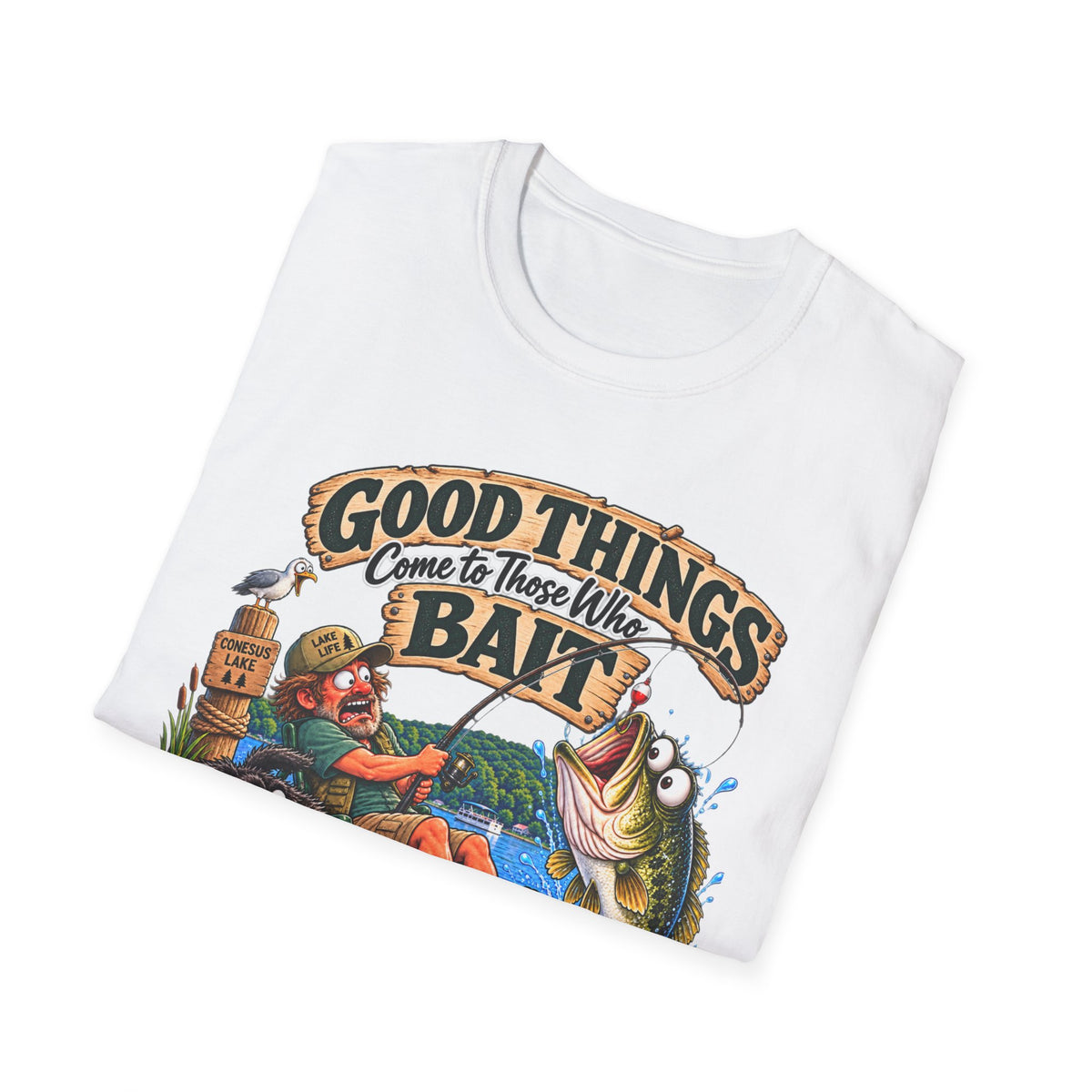 Fishing T-Shirt — "Good Things Come to Those Who Bait" Vintage Angler Tee