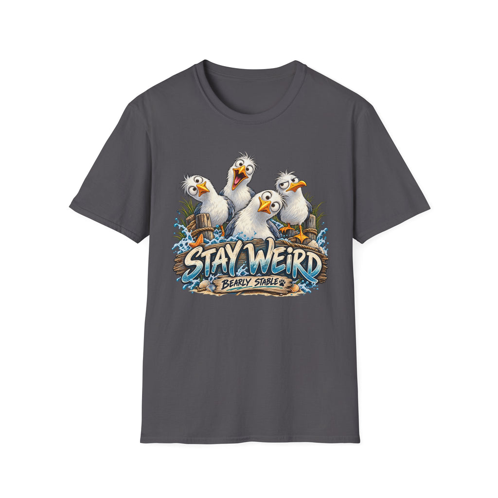Stay Weird Seagulls T-Shirt — Funny Beach Crew Tee