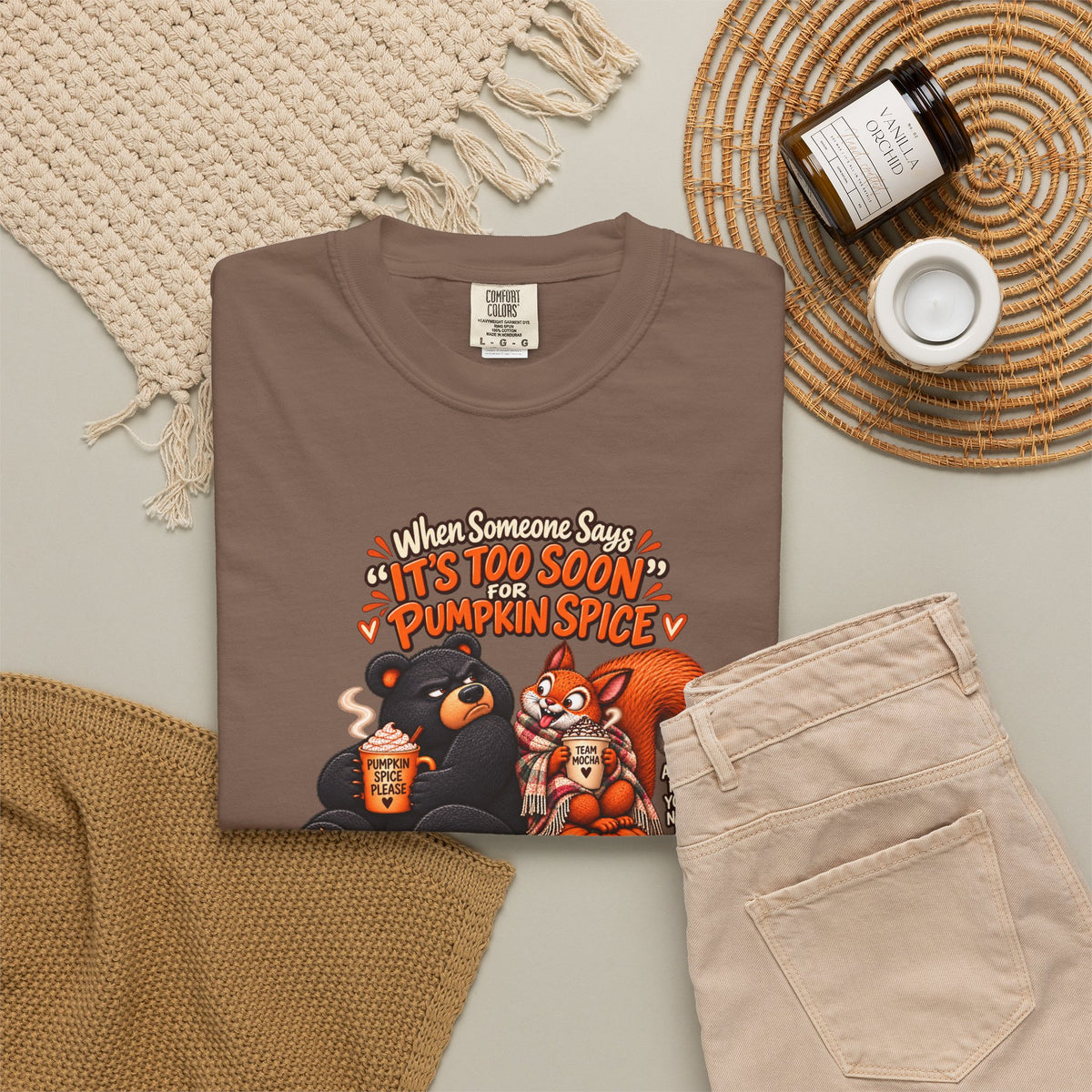 Pumpkin Spice Bears T-Shirt - Funny Fall Squirrel & Bear Autumn Graphic Tee