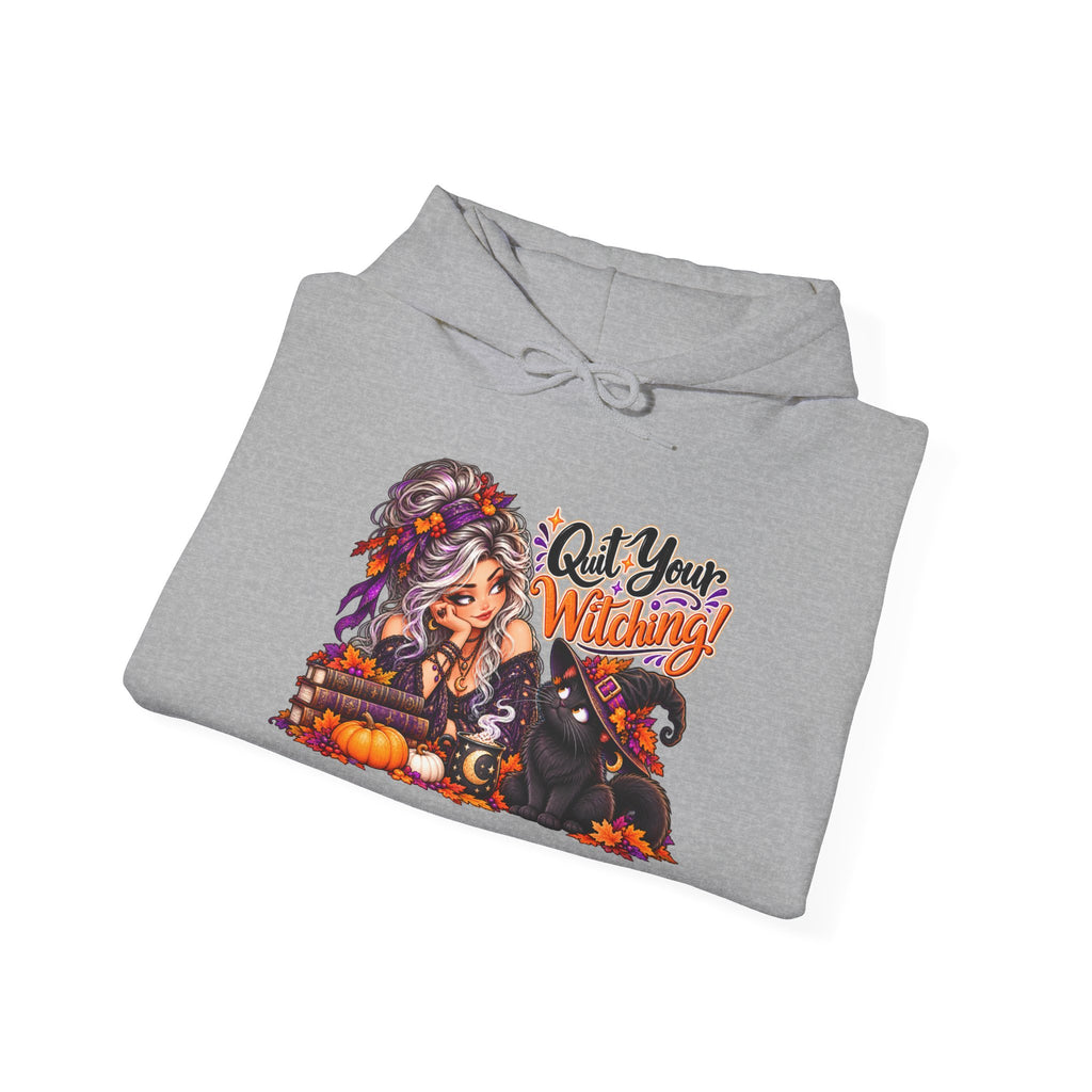 Quit your Witching Halloween Sweatshirt with Cat & Pumpkins