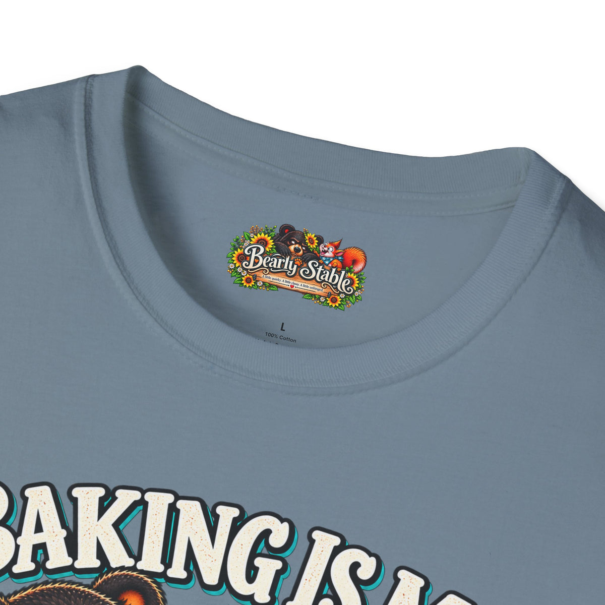 Baking Is My Therapy T-Shirt — Cute Baking Bear and Squirrel Chef Graphic Tee