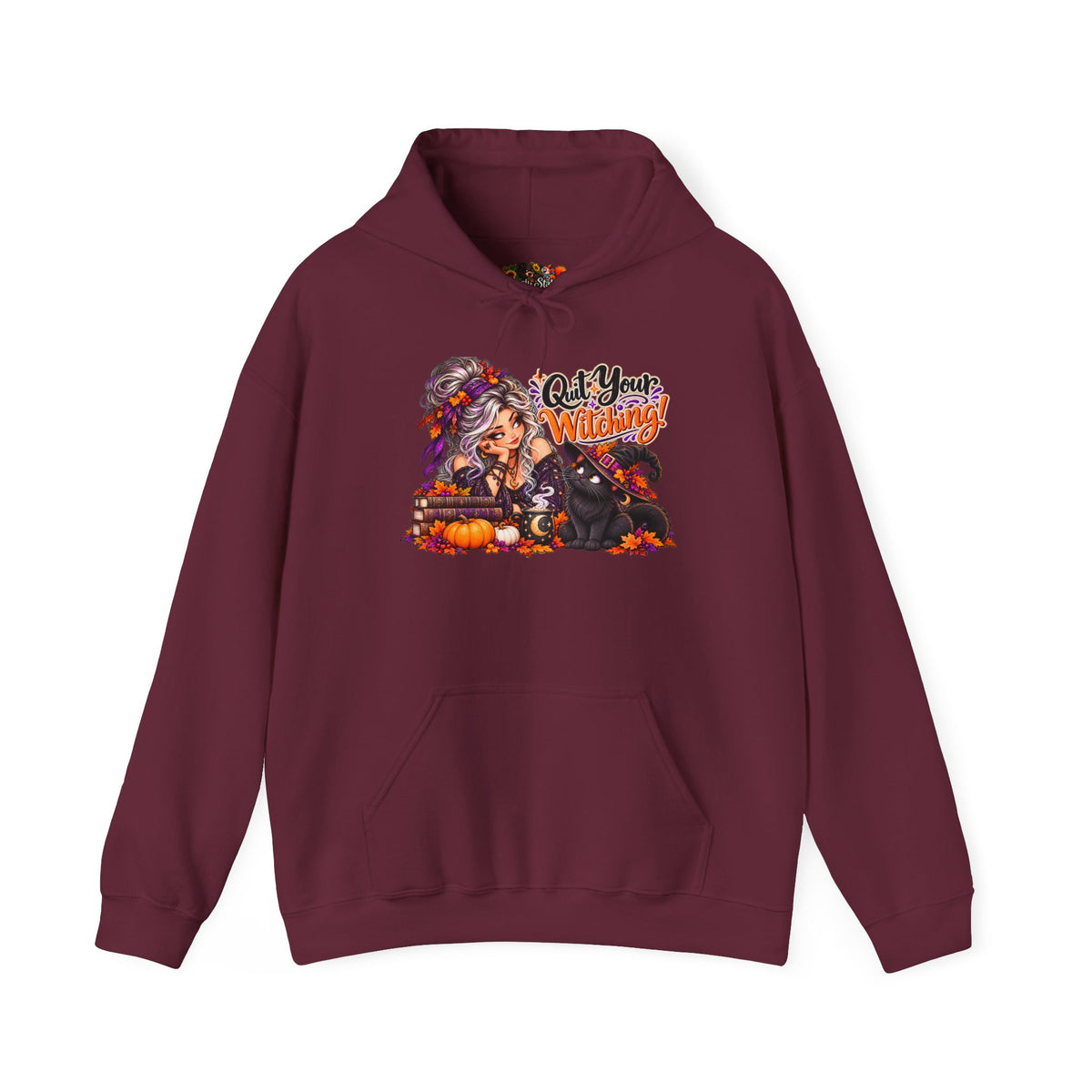 Quit your Witching Halloween Sweatshirt with Cat & Pumpkins