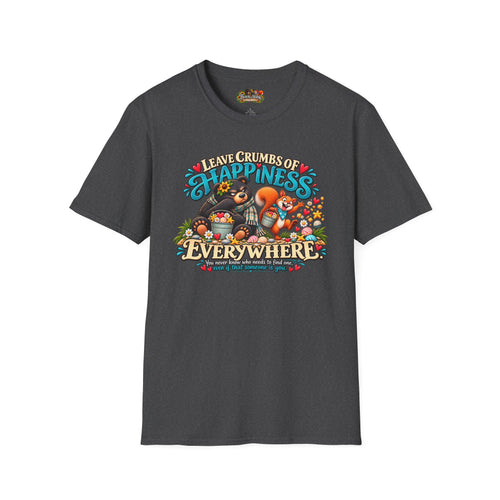 "Leave Crumbs of Happiness Everywhere" Cute Woodland Animals Graphic Tee