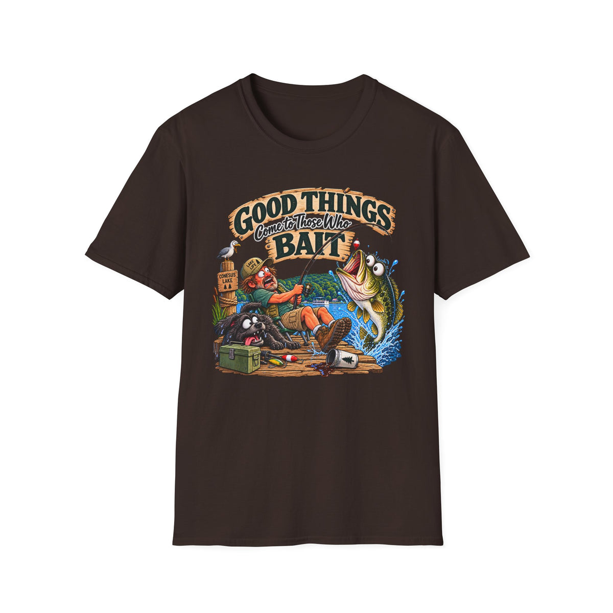 Fishing T-Shirt — "Good Things Come to Those Who Bait" Vintage Angler Tee