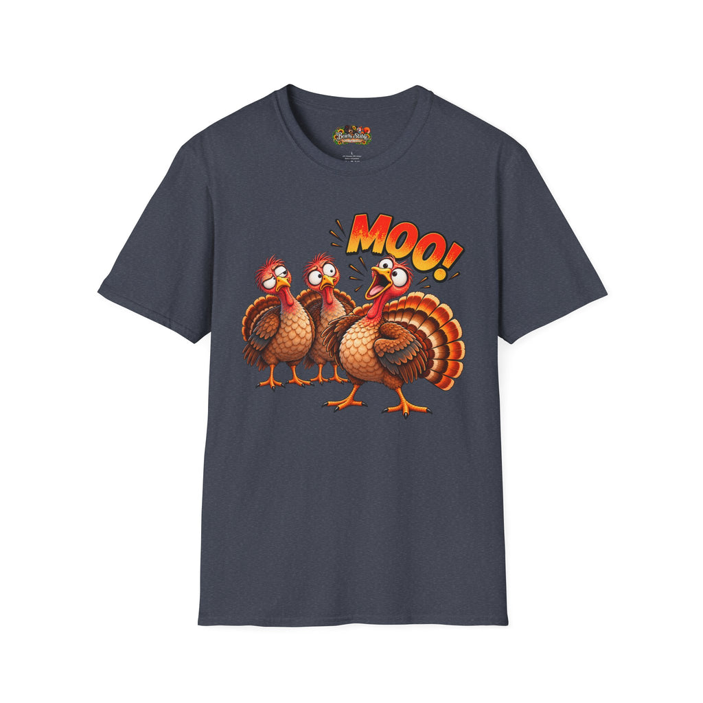 Thanksgiving Turkey 'MOO!' Cartoon Turkeys Graphic T-Shirt