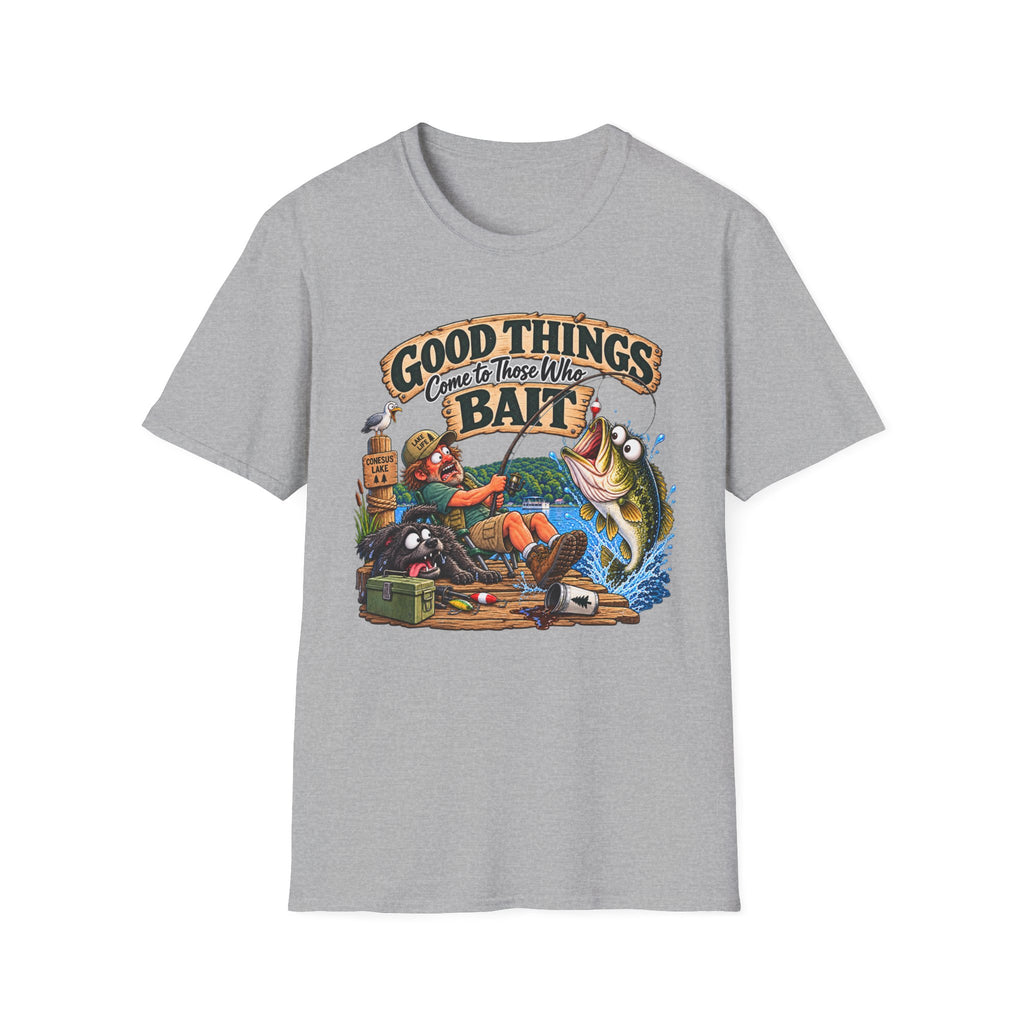 Fishing T-Shirt — "Good Things Come to Those Who Bait" Vintage Angler Tee