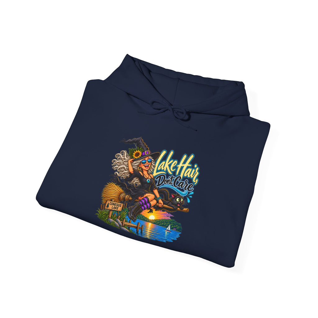 Lake Hair Hoodie - Witch & Lake Sunset Graphic Hooded Sweatshirt