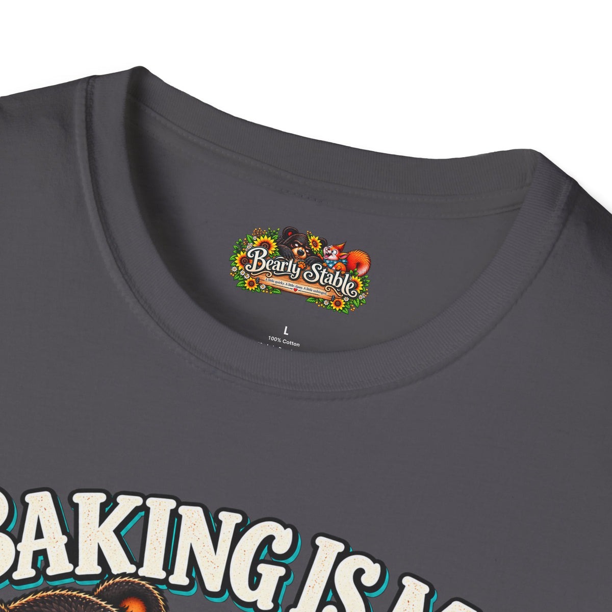 Baking Is My Therapy T-Shirt — Cute Baking Bear and Squirrel Chef Graphic Tee