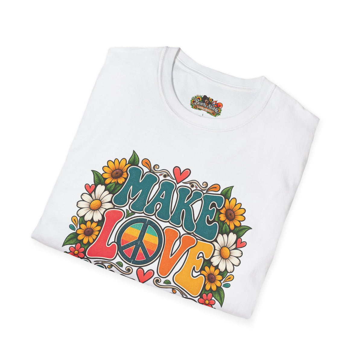 Make Love Not War T-Shirt — Retro Peace Sign Floral Tee