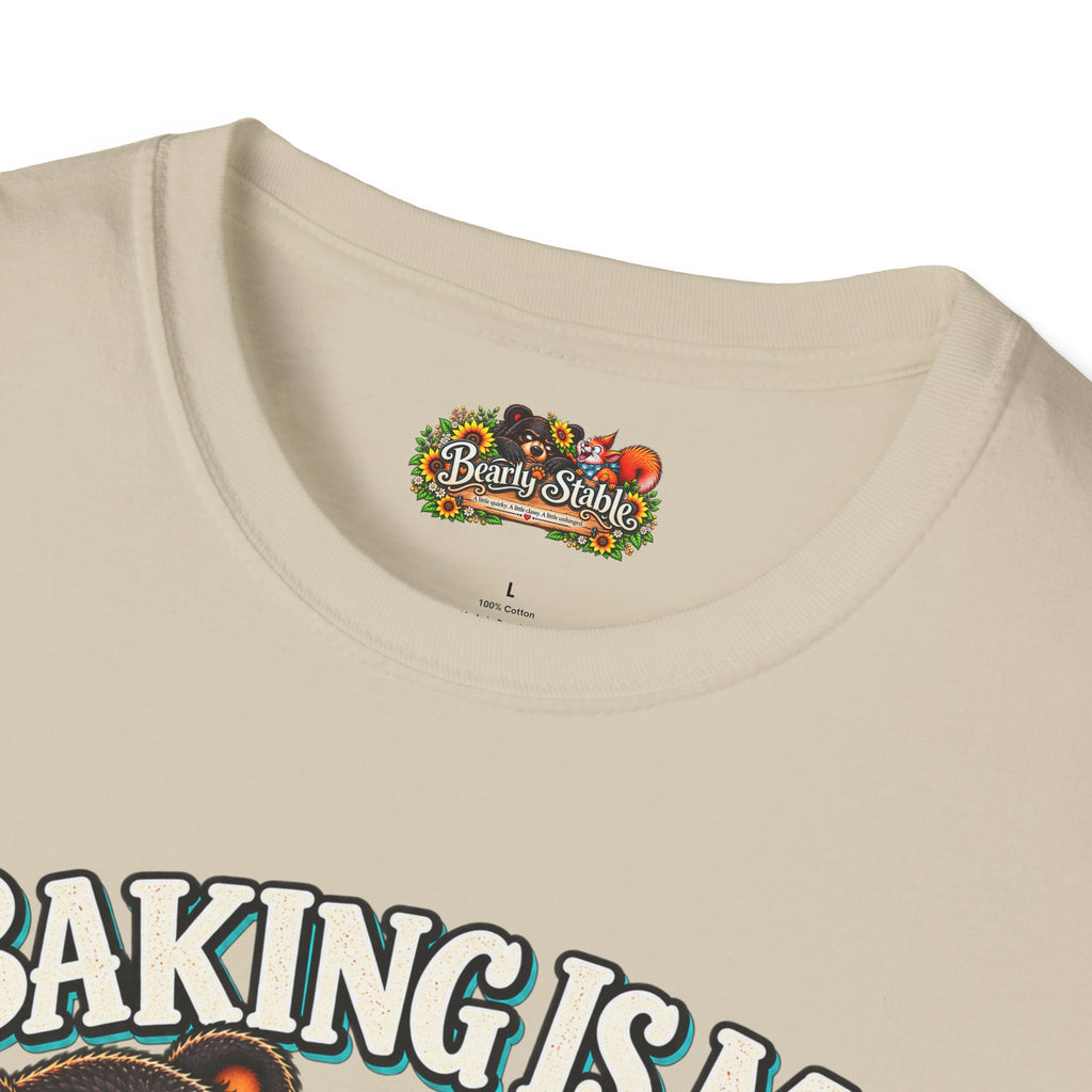 Baking Is My Therapy T-Shirt — Cute Baking Bear and Squirrel Chef Graphic Tee