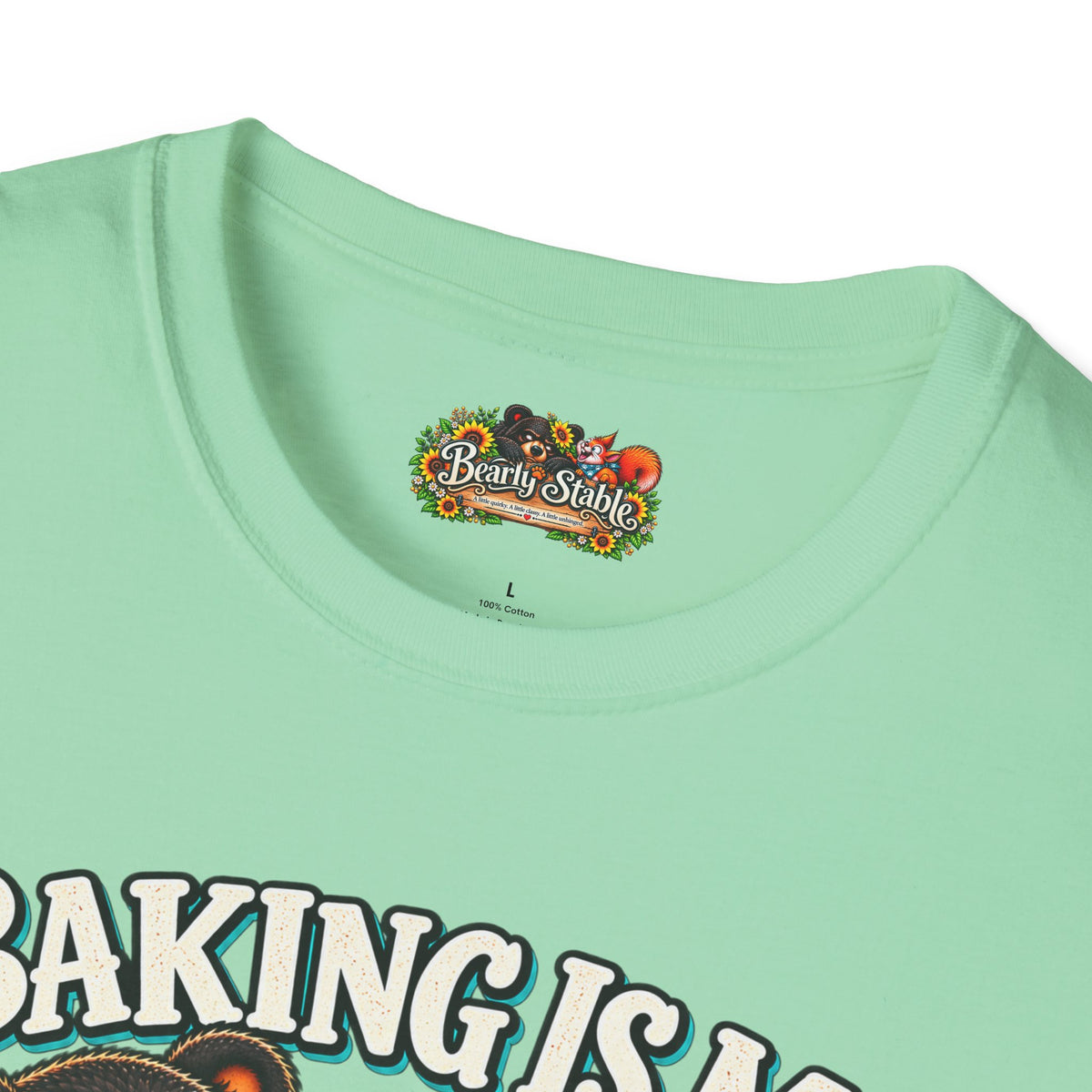 Baking Is My Therapy T-Shirt — Cute Baking Bear and Squirrel Chef Graphic Tee
