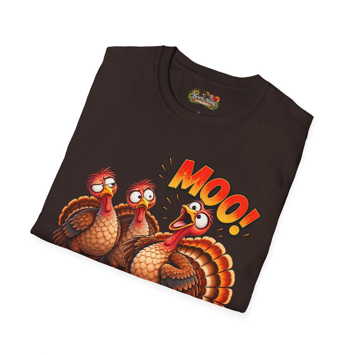 Thanksgiving Turkey 'MOO!' Cartoon Turkeys Graphic T-Shirt
