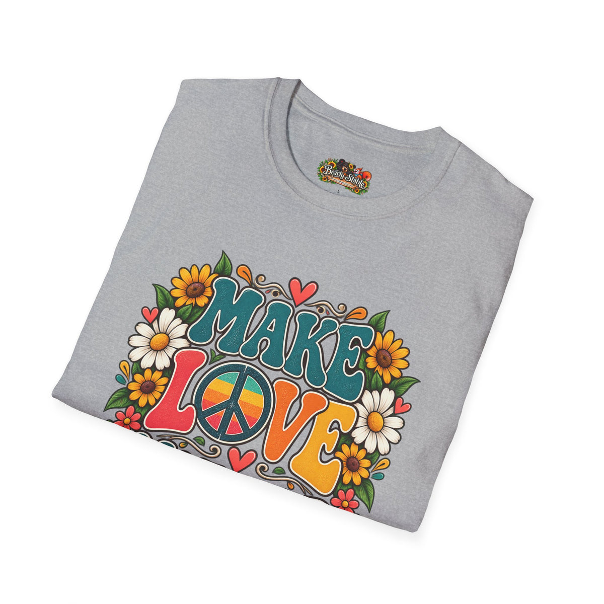 Make Love Not War T-Shirt — Retro Peace Sign Floral Tee
