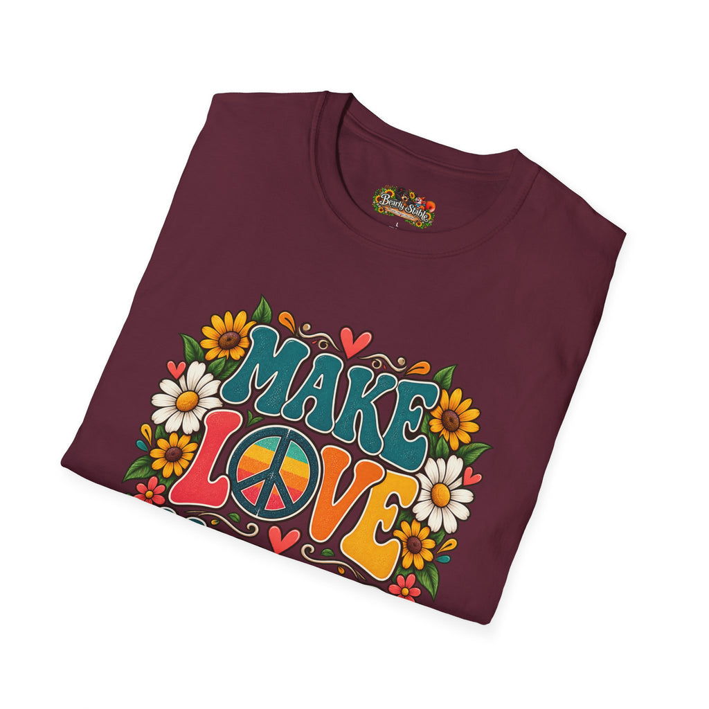 Make Love Not War T-Shirt — Retro Peace Sign Floral Tee