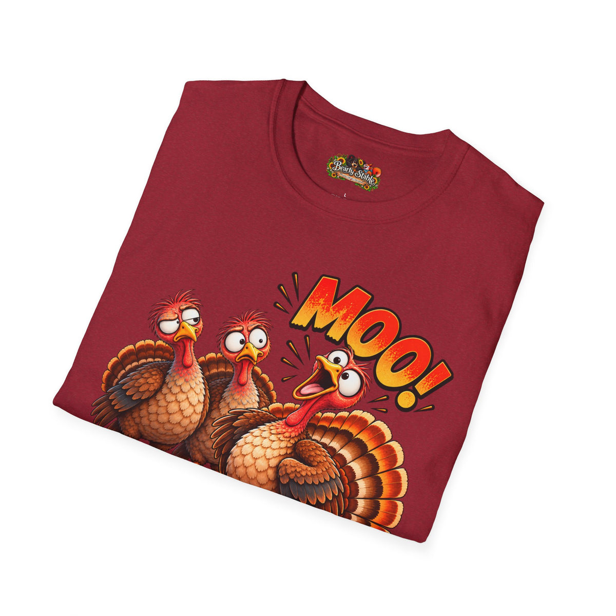 Thanksgiving Turkey 'MOO!' Cartoon Turkeys Graphic T-Shirt