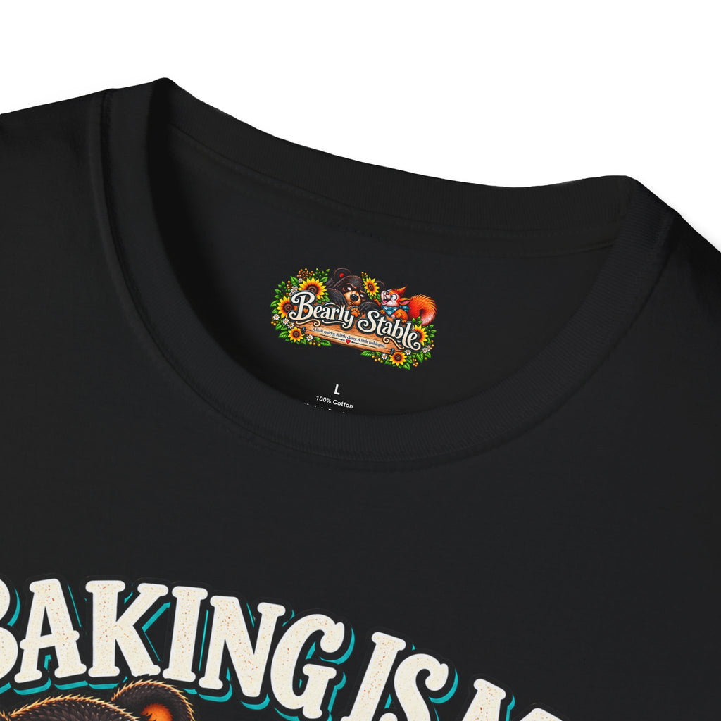 Baking Is My Therapy T-Shirt — Cute Baking Bear and Squirrel Chef Graphic Tee