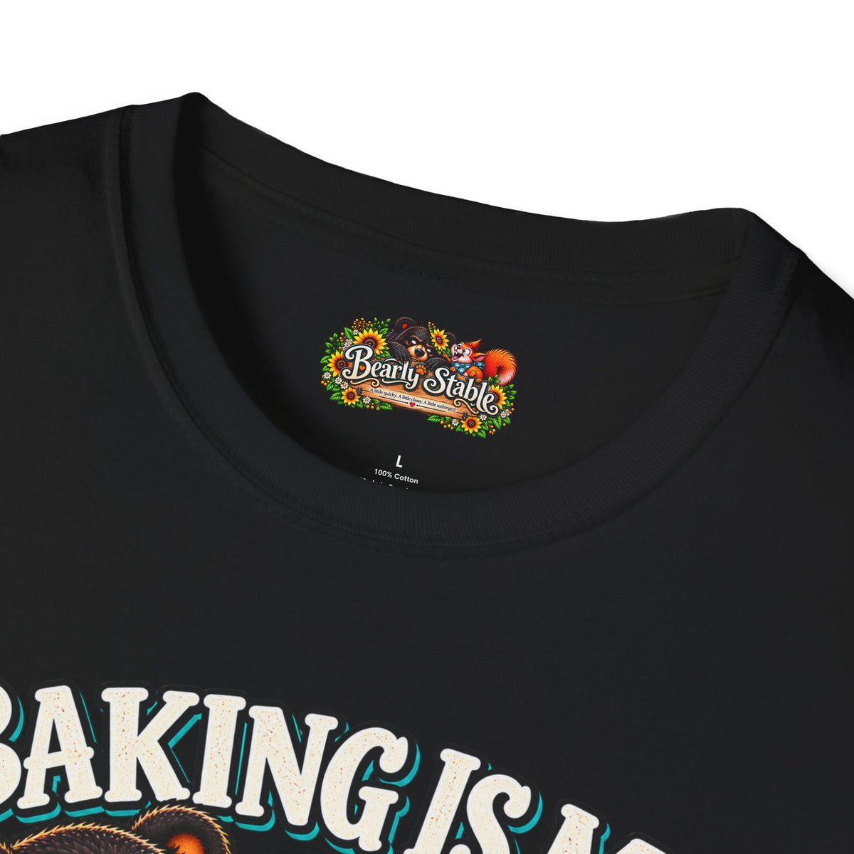 Baking Is My Therapy T-Shirt — Cute Baking Bear and Squirrel Chef Graphic Tee