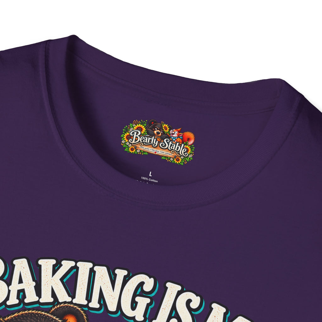 Baking Is My Therapy T-Shirt — Cute Baking Bear and Squirrel Chef Graphic Tee