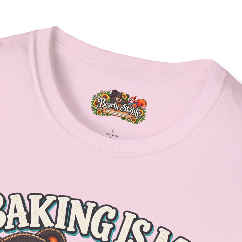 Baking Is My Therapy T-Shirt — Cute Baking Bear and Squirrel Chef Graphic Tee