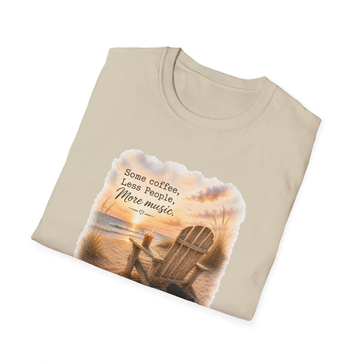 Beach Chair Tee - "Some coffee, Less People, More Magic" Relaxed Coastal T-Shirt