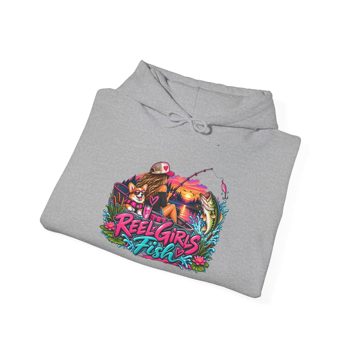 Reel Girls Fish Hoodie — Retro Fishing Graphic Pullover
