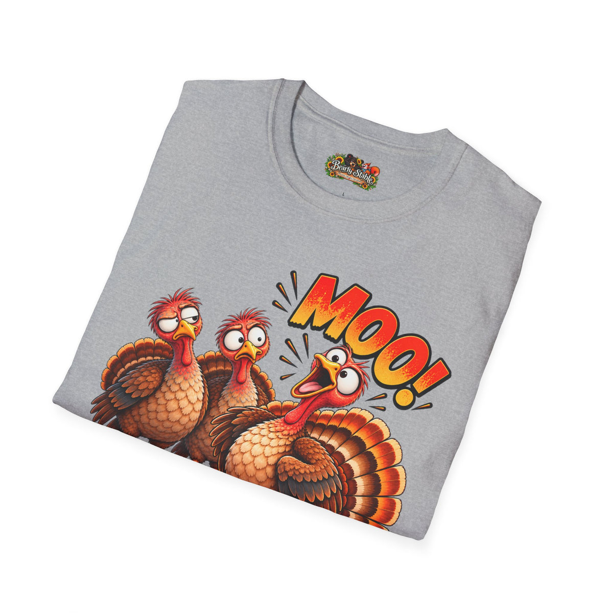 Thanksgiving Turkey 'MOO!' Cartoon Turkeys Graphic T-Shirt