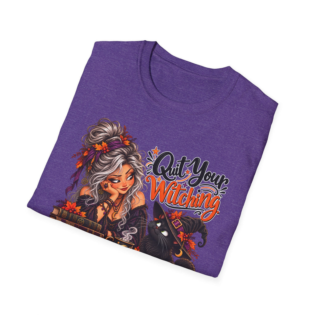 Quit Your Witching T-Shirt – Halloween Witch & Black Cat Pumpkin Tee