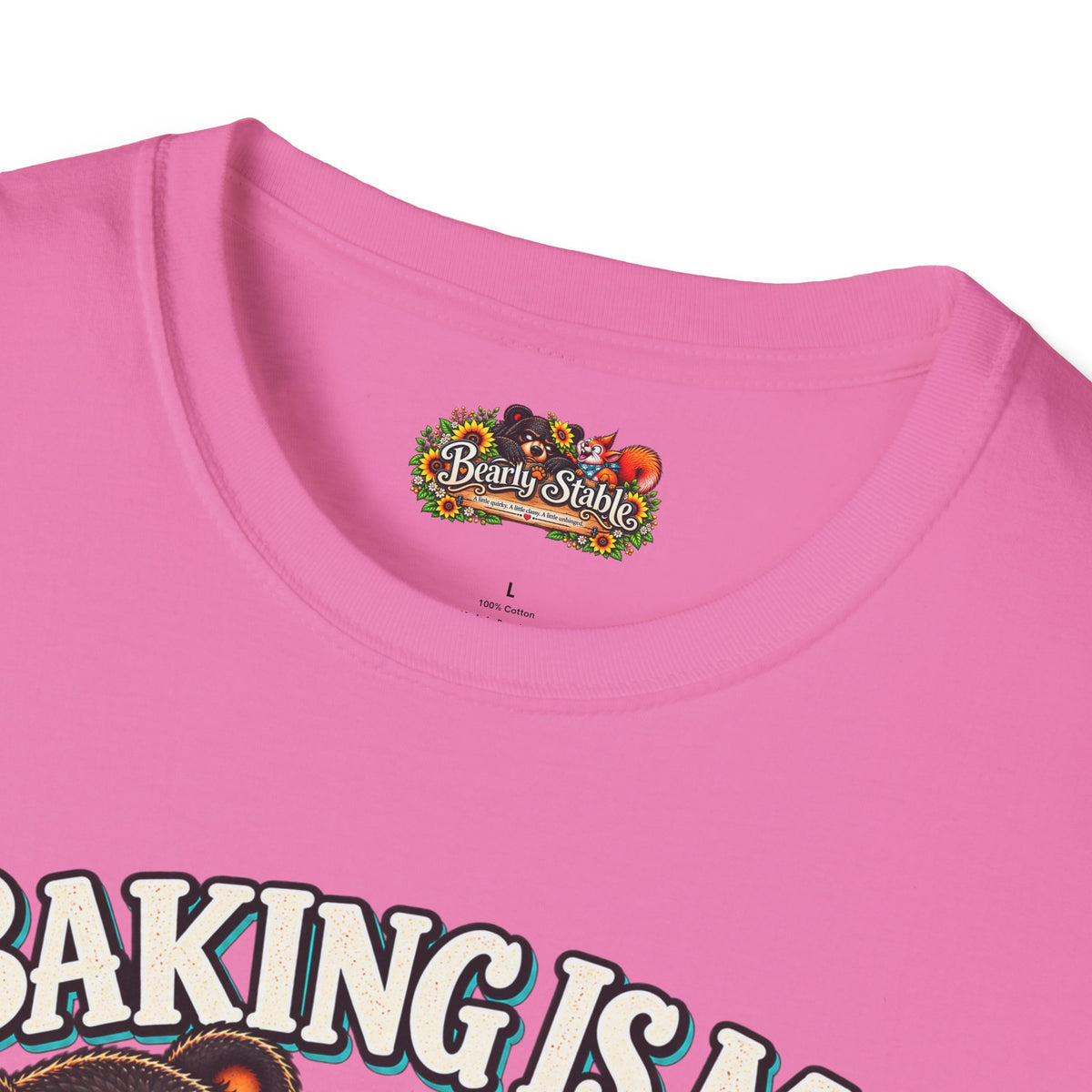 Baking Is My Therapy T-Shirt — Cute Baking Bear and Squirrel Chef Graphic Tee