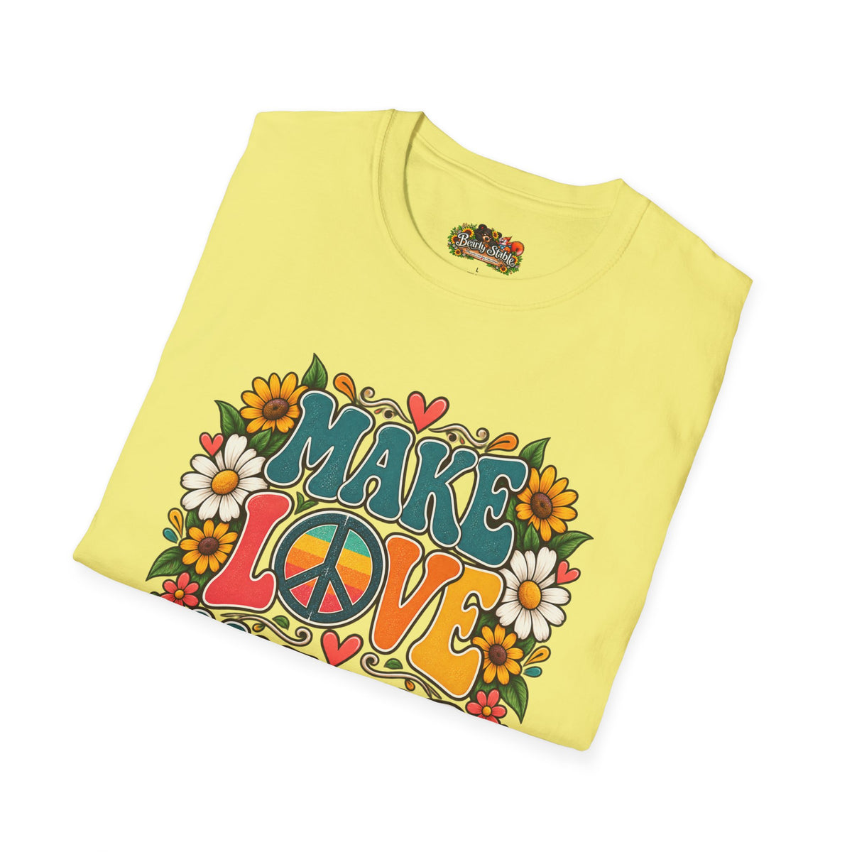 Make Love Not War T-Shirt — Retro Peace Sign Floral Tee