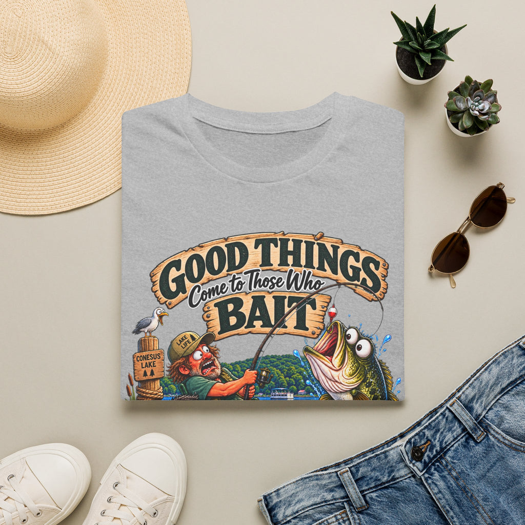 Fishing T-Shirt — "Good Things Come to Those Who Bait" Vintage Angler Tee
