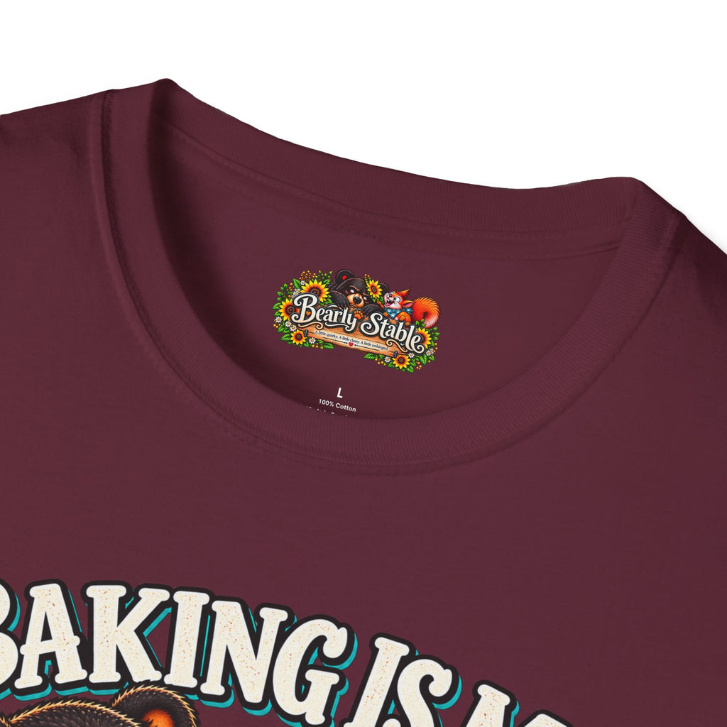 Baking Is My Therapy T-Shirt — Cute Baking Bear and Squirrel Chef Graphic Tee