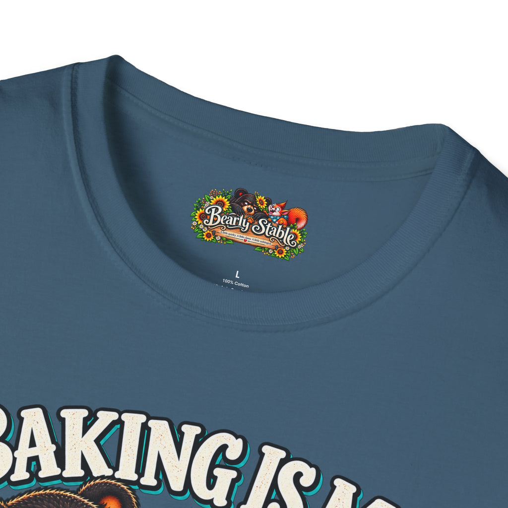 Baking Is My Therapy T-Shirt — Cute Baking Bear and Squirrel Chef Graphic Tee