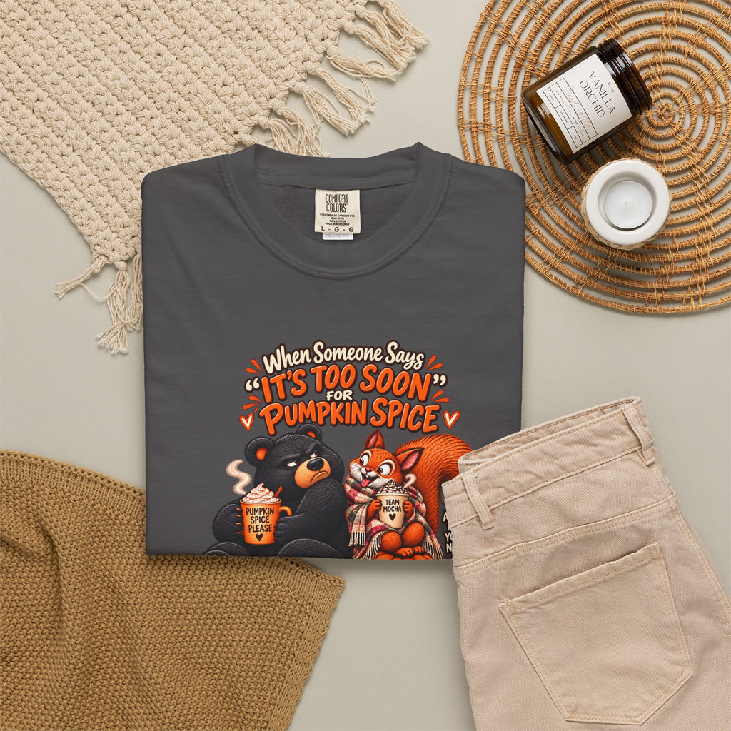 Pumpkin Spice Bears T-Shirt - Funny Fall Squirrel & Bear Autumn Graphic Tee