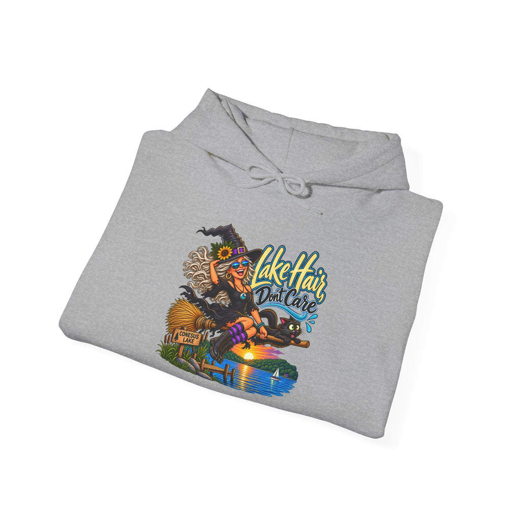 Lake Hair Hoodie - Witch & Lake Sunset Graphic Hooded Sweatshirt