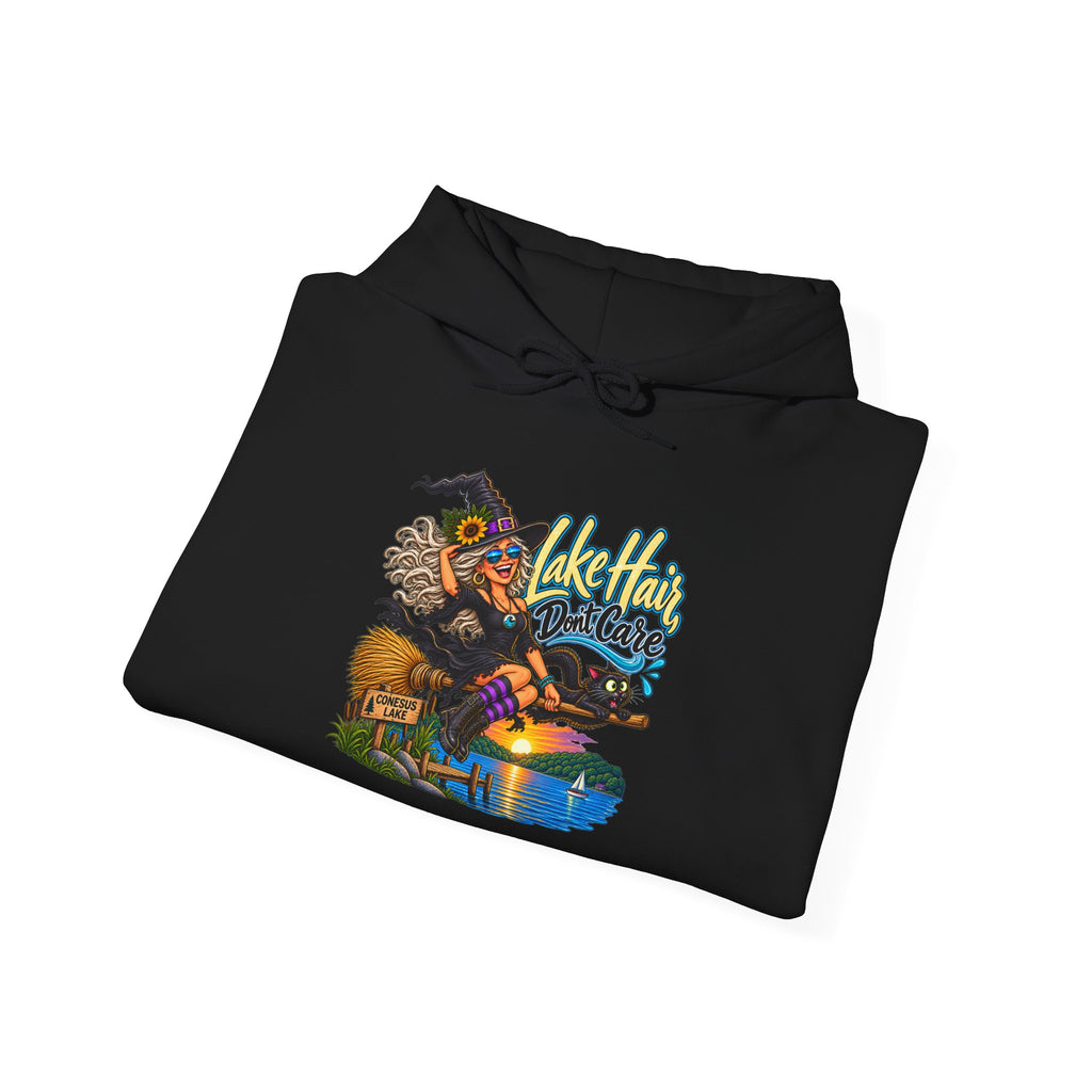 Lake Hair Hoodie - Witch & Lake Sunset Graphic Hooded Sweatshirt