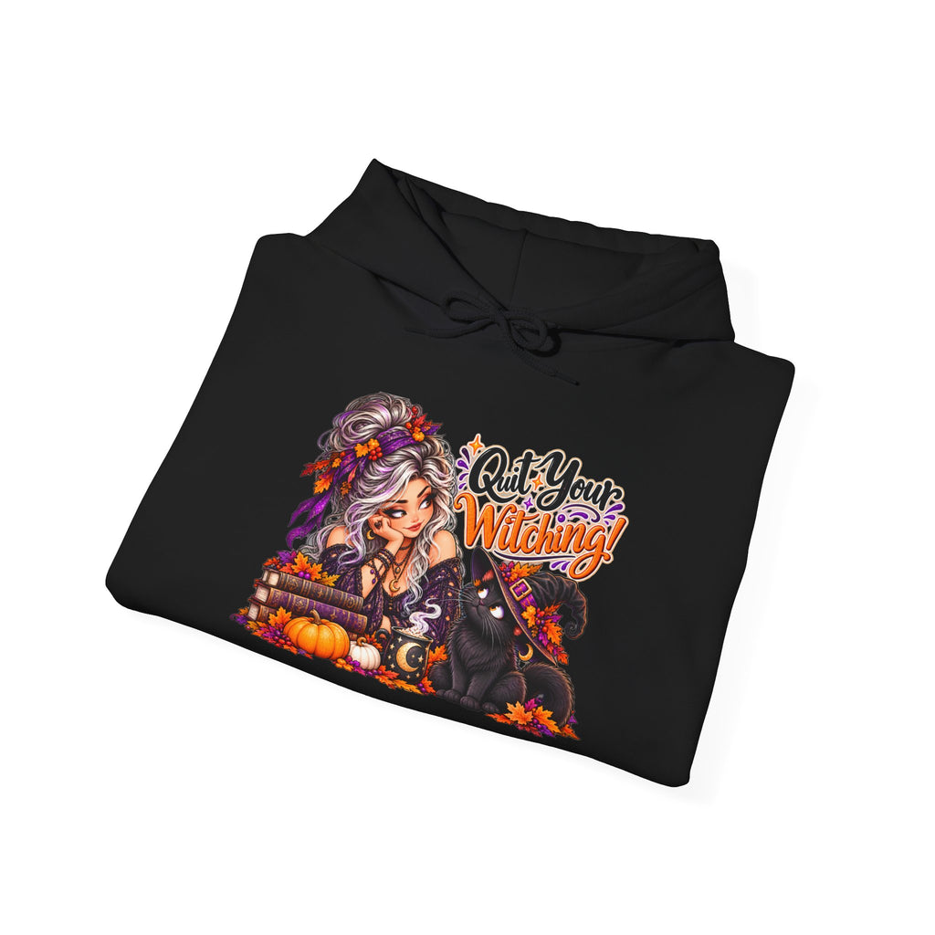 Quit your Witching Halloween Sweatshirt with Cat & Pumpkins