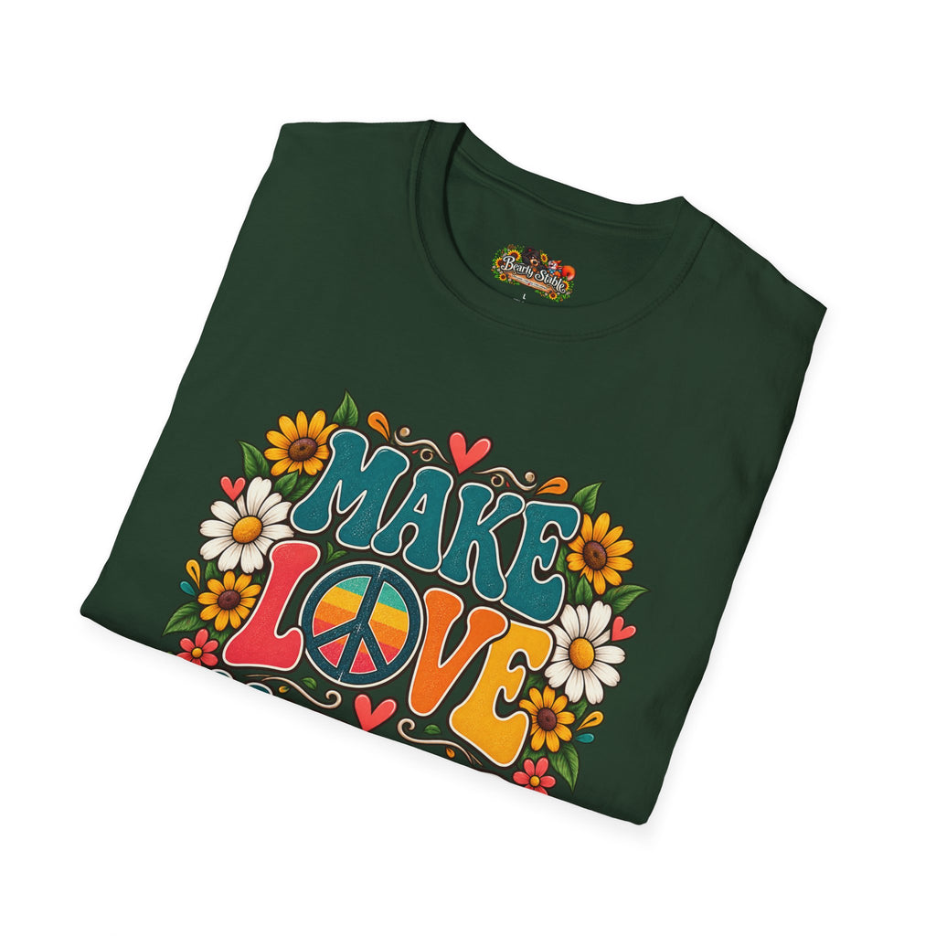 Make Love Not War T-Shirt — Retro Peace Sign Floral Tee