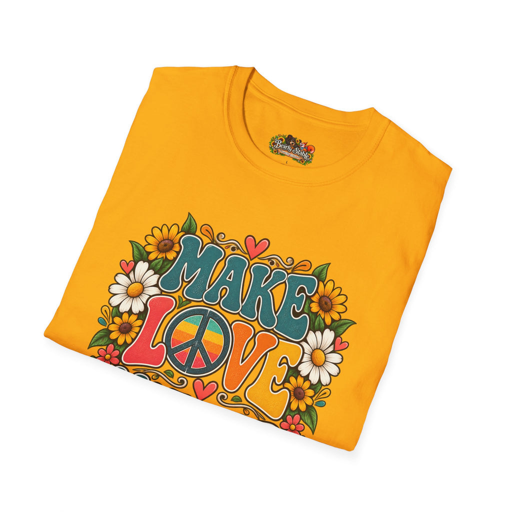 Make Love Not War T-Shirt — Retro Peace Sign Floral Tee