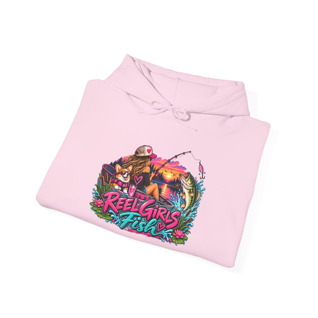 Reel Girls Fish Hoodie — Retro Fishing Graphic Pullover