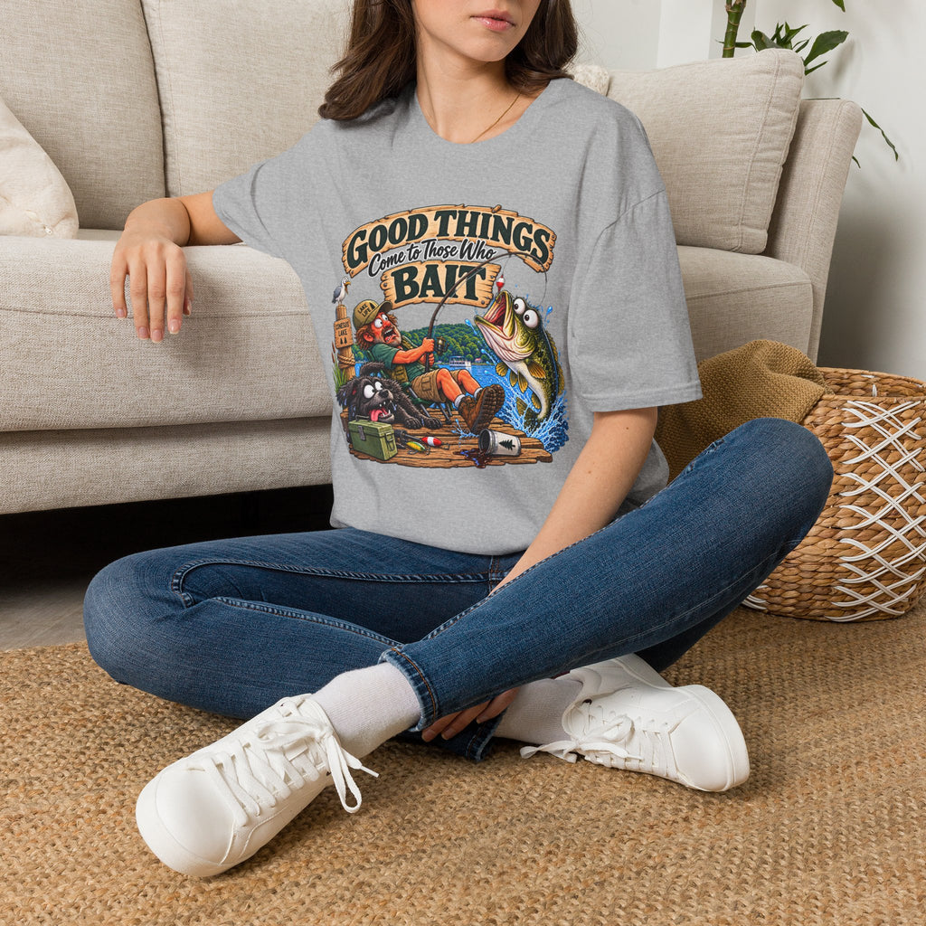 Fishing T-Shirt — "Good Things Come to Those Who Bait" Vintage Angler Tee