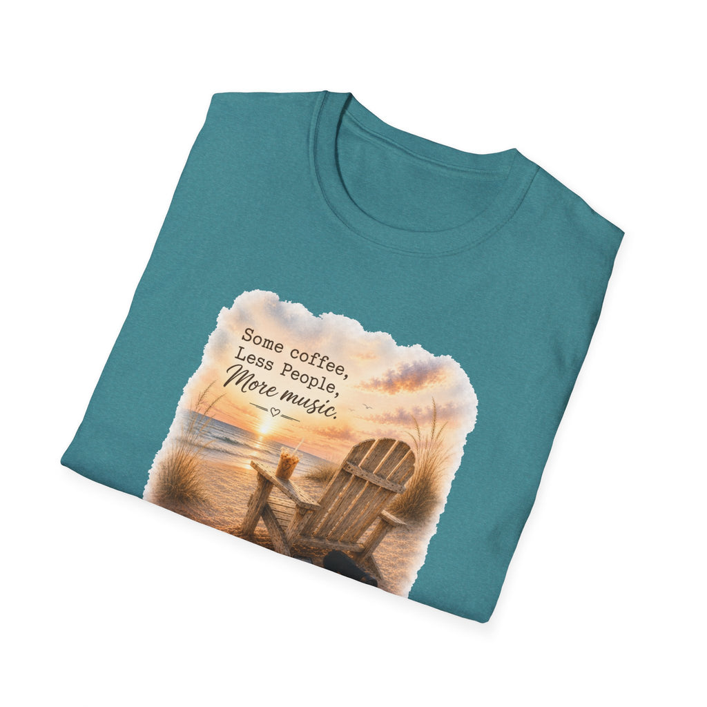 Beach Chair Tee - "Some coffee, Less People, More Magic" Relaxed Coastal T-Shirt