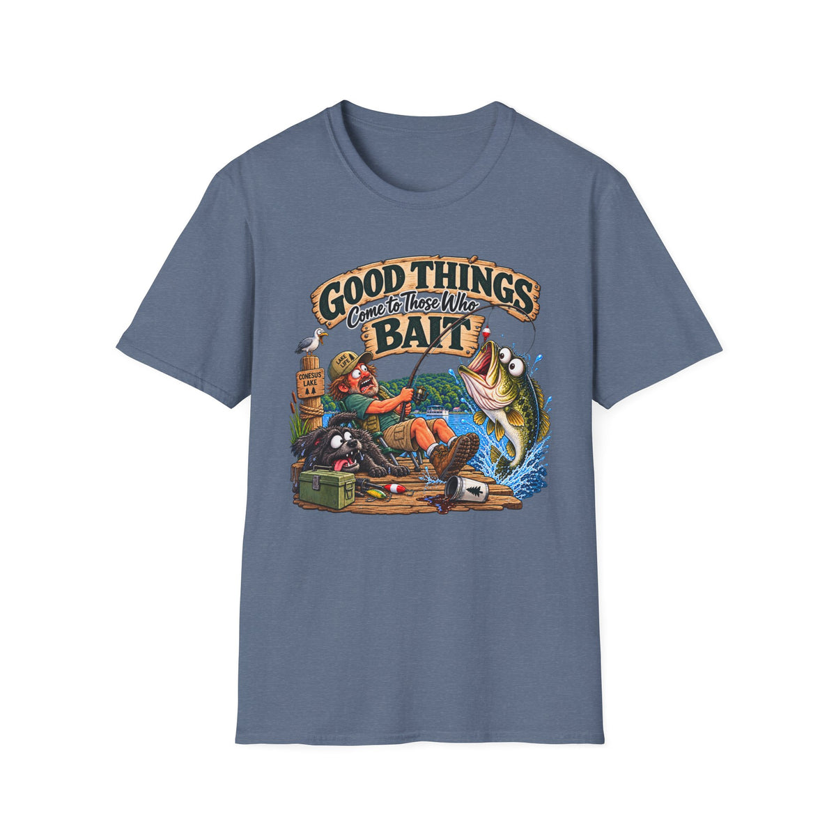 Fishing T-Shirt — "Good Things Come to Those Who Bait" Vintage Angler Tee