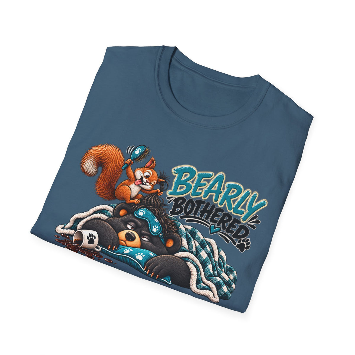 Bearly Bothered T-Shirt — Cute Sleepy Bear & Squirrel Graphic Tee