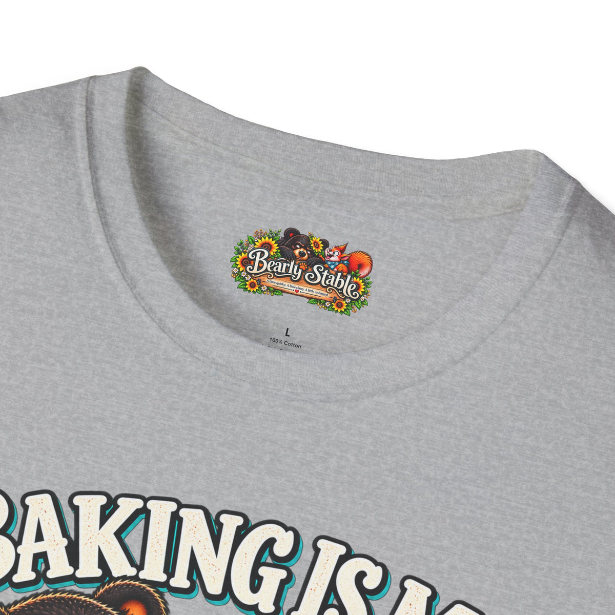 Baking Is My Therapy T-Shirt — Cute Baking Bear and Squirrel Chef Graphic Tee